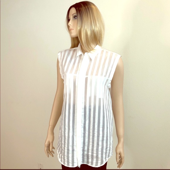 Superfine White Buttondown Blouse S. Cotton blend. - Picture 1 of 8